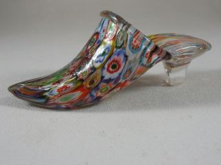 Vtg Murano Millefiori Italian Venetian Art Glass High Heel Shoe Boot