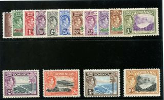 Dominica 1938 Kgvi Set Complete Mnh.  Sg 99 - 109a.  Sc 97 - 111.