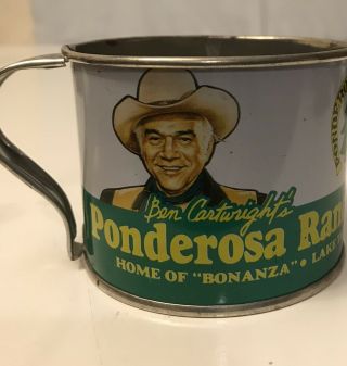 Vintage Bonanza Ponderosa Ranch Nevada Tin Cup Tv Show Mug