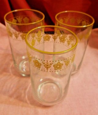 Vintage Set Of 3 Corelle Butterfly Gold 5 1/8 " Tall Juice Glasses Libbey 10 Oz