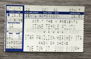2000 Stone Temple Pilots Concert Ticket Stub Scott Weiland Hershey,  Pa 6/27/00