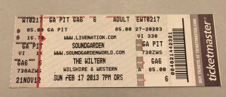 2/17/13 Soundgarden Chris Cornell Concert Ticket Stub La Wiltern Live Artist Den