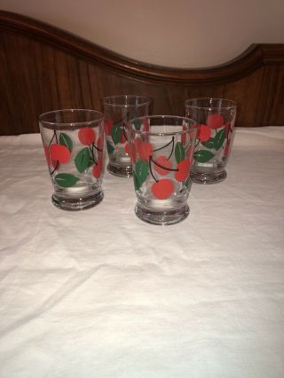 Vintage Libbey Cherries Juice Glasses Set Of 4 Small Pretty Me Style Cherry