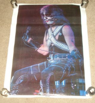 Vintage 1977 Kiss Peter Criss Classic Rock Concert Poster 22  X 18