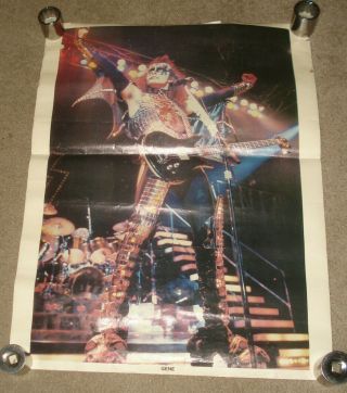 Vintage 1977 Kiss Gene Simmons Classic Rock Concert Poster 22  X 18