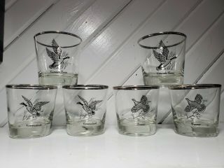 6 Sportsman Canada Goose On The Rocks Glasses Federal Glass Lowball Tumblers