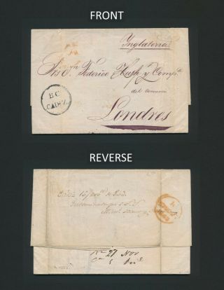 1843 Gb Spain Cover,  British Consulate Cadiz H/s,  Entire To London 2,  2/ - Charge