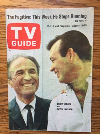 Aug.  1967 Tv Guide The Fugitive/david Janssen/barry Morse Scranton Wilkes Barre