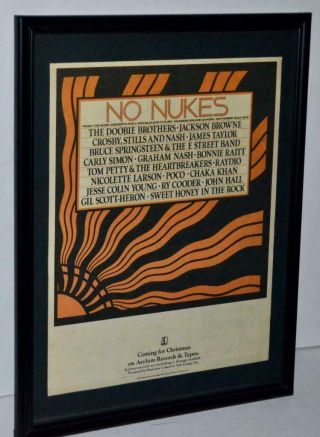 Tom Petty Bruce Springsteen No Nukes 1979 Concert Lp Framed Promo Poster / Ad