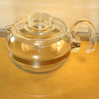 Vintage Pyrex Flameware Blue Tint Glass 8336 Teapot Kettle 6 Cup Tea Pot