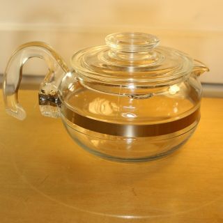 Vintage PYREX Flameware Blue Tint Glass 8336 Teapot Kettle 6 Cup Tea Pot 2