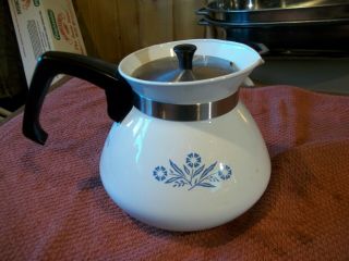 Corning Ware P - 104 Teapot Coffee Pot Cornflower Blue - 6 Cup