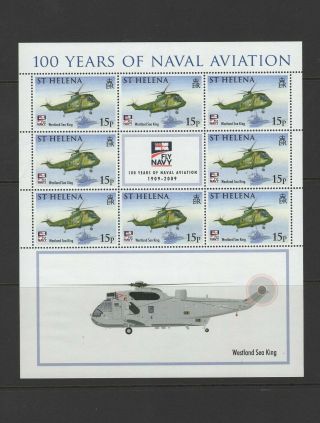 St Helena 2009 100 Years Of Naval Aviation Sheetlets Um