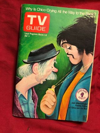 Tv Guide March 1,  1975,  Chico And The Man Freddie Prinze Ny Metro Edition Vg
