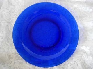 Collectible Vintage Cobalt Blue Glass Rimmed 10 1/8 " Dinner / Serving Plate