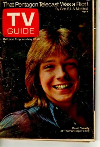 Vintage - Tv Guide May 22nd 1971 - David Cassidy / Partridge Family - Very Good