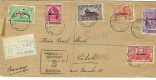 1920 British Samoa Apia Registered Cover To Germany With 6 Stamps