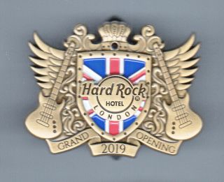 Hard Rock Cafe Pin: London Hotel 2019 Grand Opening 3d Gold Wings Guitar Le600