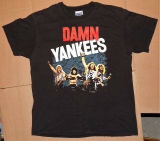 Vintage Rock Concert Shirt Damn Yankees Yanked World Tour 1990 Ted Nugent Xl Ex