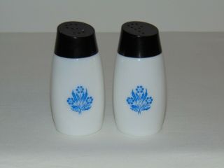 Milk Glass Cornflower Salt & Pepper Shakers Vintage 1970 