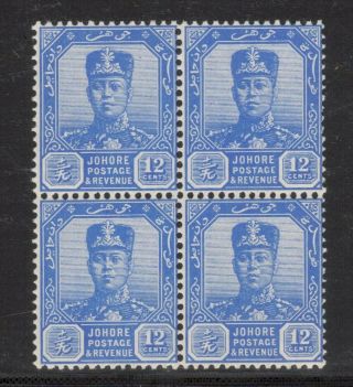 Malaya - Johore 1940 12c Sultan Block; Scott 111a,  Sg 114; Mnh