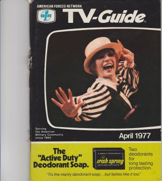 Afn Europe - American Forces Network Afrts Tv Guide - April 1977 - Shirley Maclaine