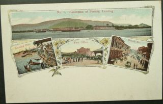 Malaya Early Picture Postcard,  Panorama Of Penang Landing - Printed By Kaulfuss