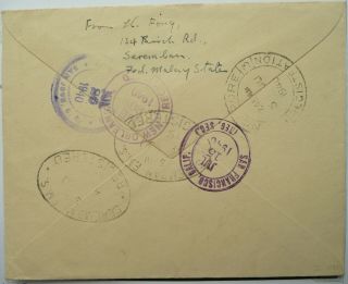 MALAYA 4 JUN 1940 REGISTERED COVER FROM SEREMBAN TO COSTA RICA - CENSORED - SEE 3