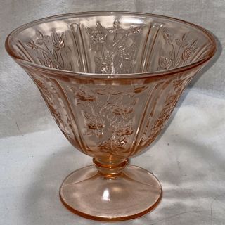 Federal Pink Depression Glass Sharon - Cabbage Rose Footed Compote,  Centerpiece