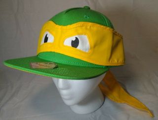 Teenage Mutant Ninja Turtles Tie - Back Snapback Flat Brim Mask Hat Cap Nwt