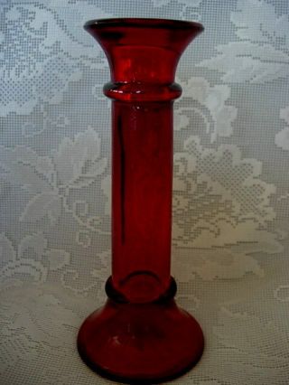 Collectible Ruby Red Glass Bud Vase / Candlestick