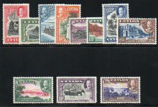 Ceylon 1935 Kgv Set Complete Mnh.  Sg 368 - 378.  Sc 24 - 274.