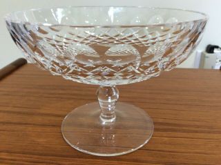 Vintage Waterford Crystal Colleen Cut Glass Pattern Compote Pedestal Bowl