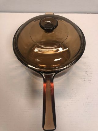 Corning Vision Ware Glass Sauce Pan Pot 2.  5 Liter W/ Lid Cookware Pyrex Usa