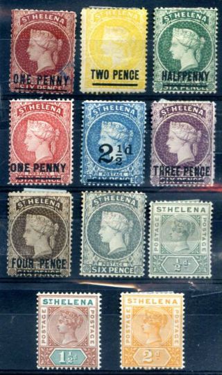 British St Helena 11 Different Stamps Lot Mh Vf
