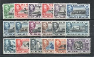 Falkland Island 1938 King George 6th Set Of 18 Sg,  146 - 163 M/mint Lot 20