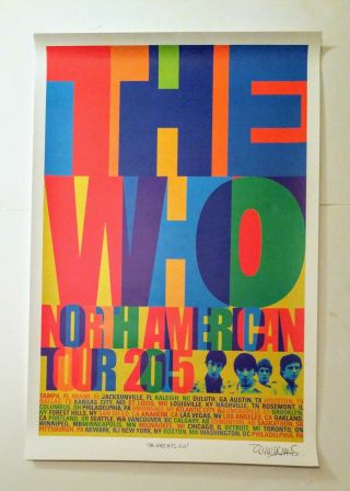The Who Hits 50 North American Tour 2015 18 " X 27 " Autosigned By Artist