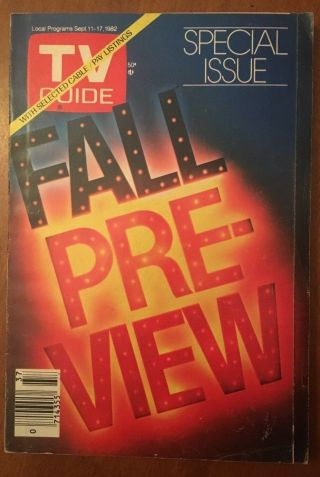 1982 Vintage Fall Pre View Tv Guide - Vg - No Mailing Label