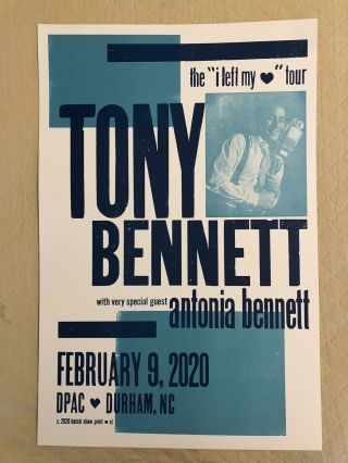 Tony Bennett 2/9/2020 Hatch Show Print Concert Poster Dpac Durham,  Nc