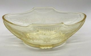Vintage Yellow Lancaster Elegant Depression Glass Oval Bowl Etched 10 - 1/2 " X 7 "