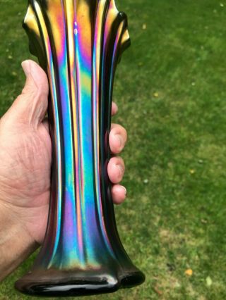 Northwood Thin Rib Antique Carnival Glass 9 1/2 " Vase Purple