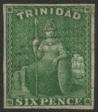 Trinidad: 1859 Sg 28 6d Deep Green Good Example - Cat £425 (33310)