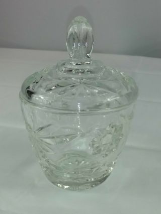 Vintage Antique Clear Cut Glass Candy Dish Bowl With Lid Star Flower Pattern