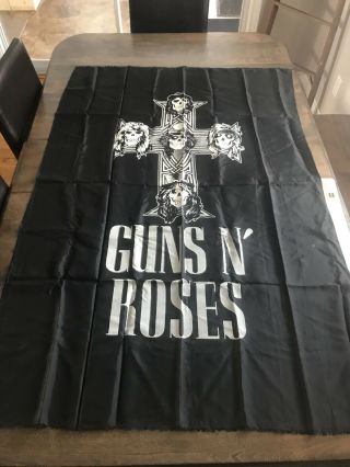 Guns N’ Roses Rock Flag/black Fabric Poster 3’ By 4.  5’ Very Rare