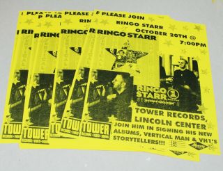 Beatles Ringo Starr 12 Handbills - Tower Records Appearance - Vertical Man 1998 - Estw