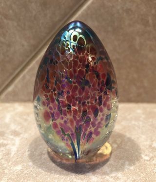 Vintage Glass Eye Studio Paperweight Egg Shaped Marked Ges 93