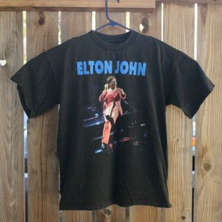 Vtg 90s Elton John T Shirt 1997 Solo Concert Tour Mens 2 - Sided Black Tee Sz Xl