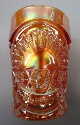 Rising Sun Scarce Marigold Foreign (argentina) Carnival Glass 4⅛ " Tumbler 381