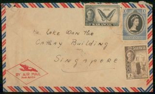 Mayfairstamps Sarawak 1950s Multifranked To Singapore Airmail Cover Wwf58727