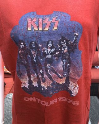 Vintage 70s Kiss Destroyer “on Tour 1976” Concert Tour Shirt Iron On Aucoin